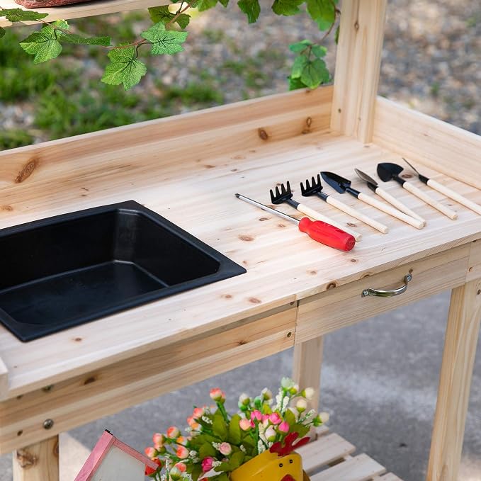 Outsunny 36" Wooden Potting Bench Work Table - Image 7