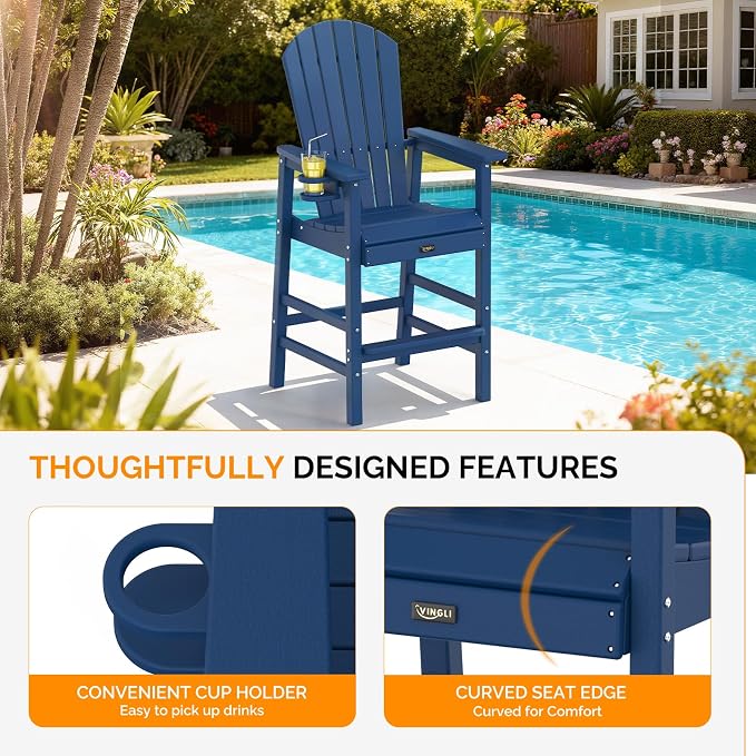 VINGLI Tall Adirondack Chair, All-Weather Plastic Adirondack Chair - Image 4
