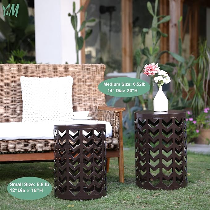 Y&M Set of 3 Round Heavy-Duty Side Table End Table, Coffee Table - Image 3