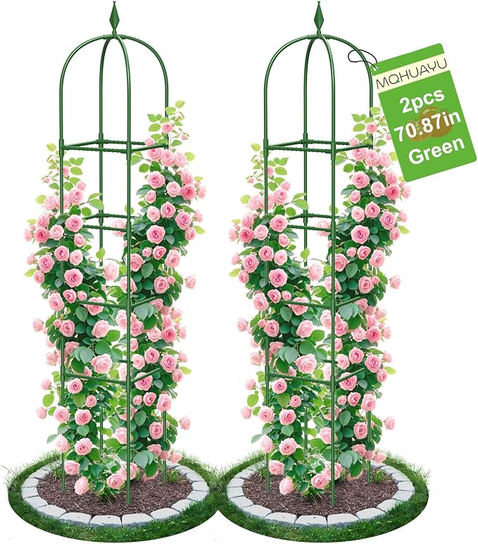 2 Pack Garden Obelisk Trellis for Climbing Plants, Tower Potted Cages for by MQHUAYU