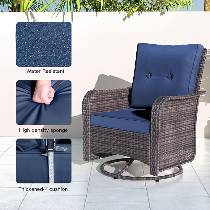Kullavik 9 Pieces Outdoor Patio Furniture Set, PE Wicker Rattan Sectional Sofa - Image 3
