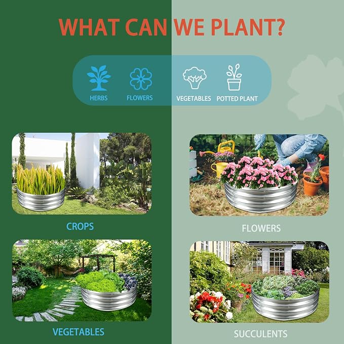 Durable Round Galvanized Steel Raised Garden Bed - Image 6