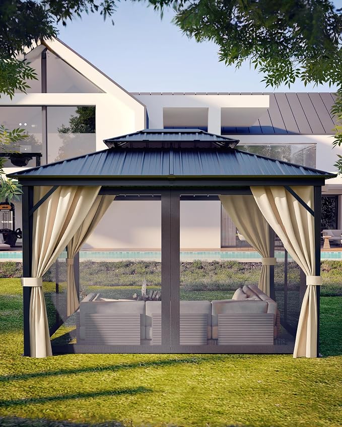 GarveeLife Hardtop Gazebo 12 ft x14 ft by GarveeLife