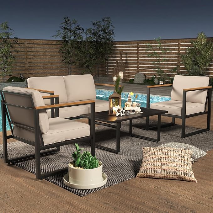 GarveeLife 4 Piece Metal Outdoor Conversation Set - Image 8
