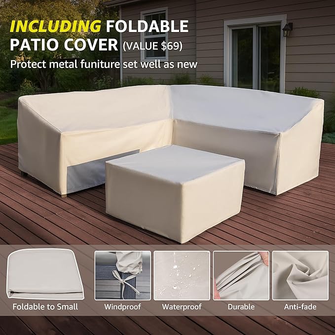 NATURAL EXPRESSIONS 6 Pieces Patio Furniture Sets, Metal Outdoor Sectional - Image 2