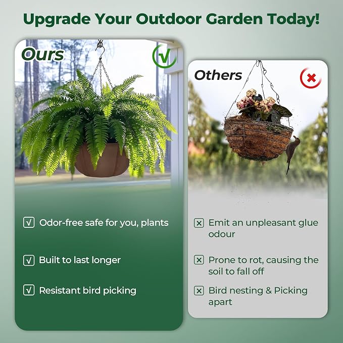 T4U Hanging Planters for Outdoor Plants, 12 Inch 4 Pack Fabric Hanging Baskets - Image 5