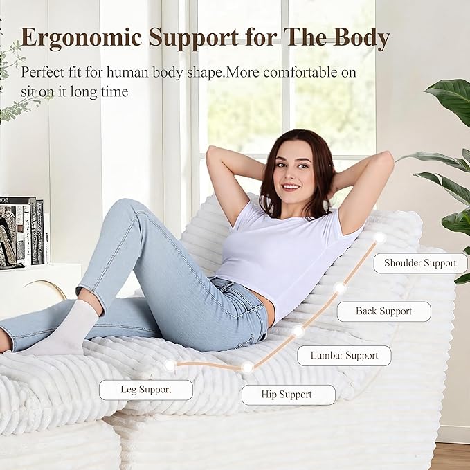Boneless Chaise Lounge Chair Indoor, Adult Bean Bag Chair - Image 6
