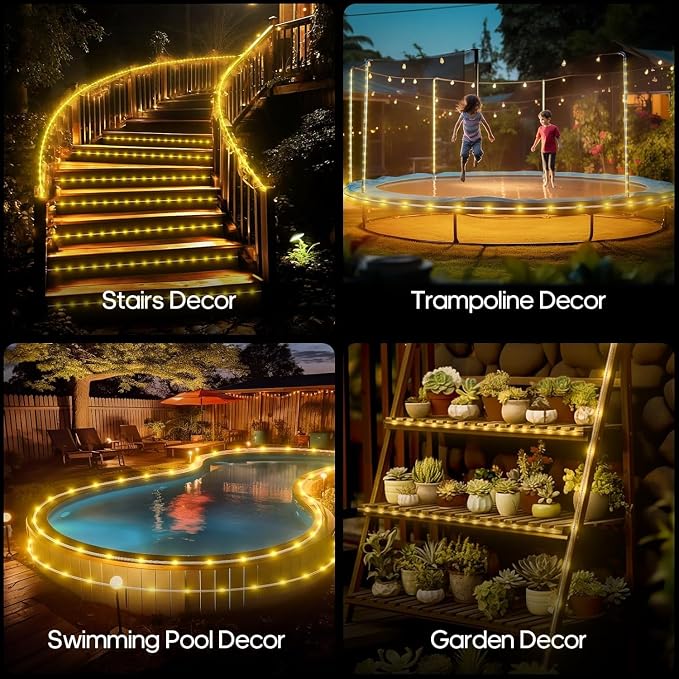 ICRGB Solar Rope Lights Outdoor, 39FT 100 LED Solar Rope Lights, IP67 Waterproof - Image 7