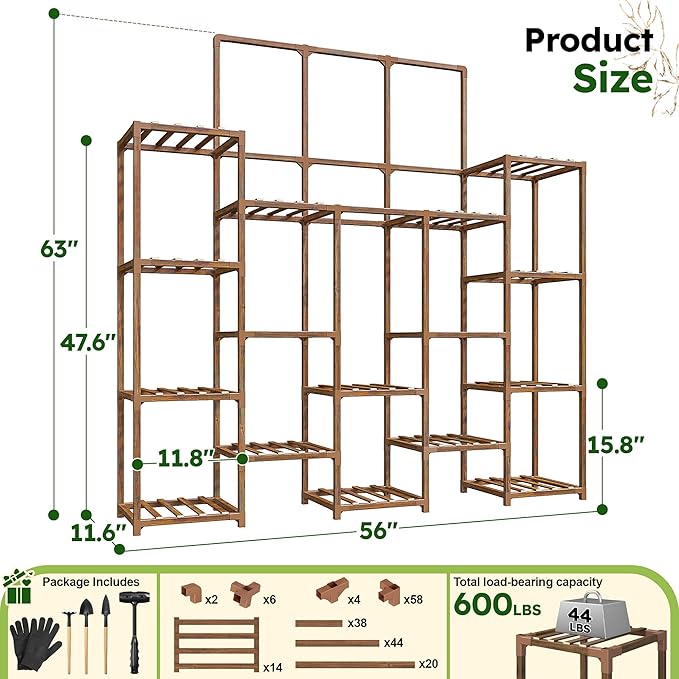 EnHomee 63''H Plant Stand Indoor Tall Plant Stands Outdoor - Image 8