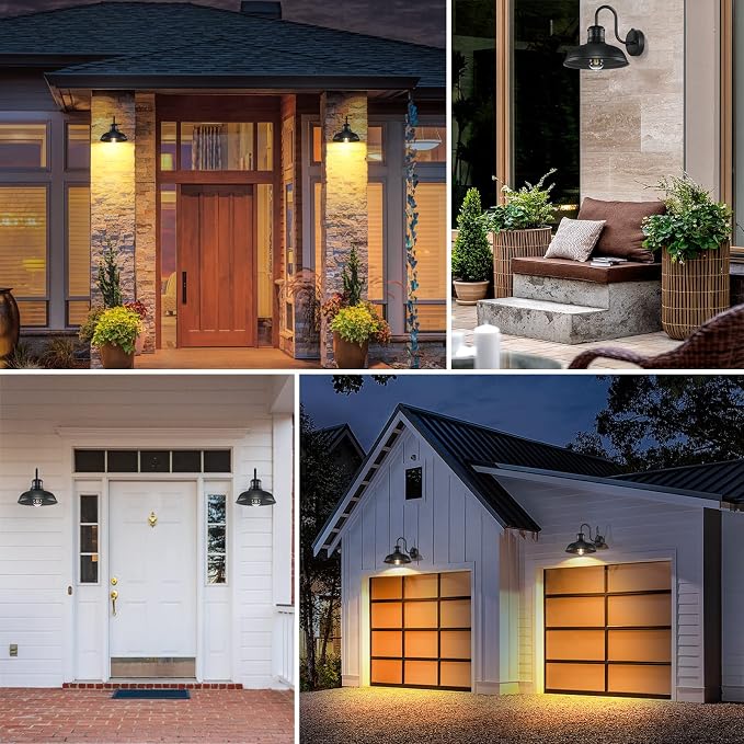 2-Pack Dusk to Dawn Outdoor Wall Sconces, Exterior Farmhouse Gooseneck Barn - Image 7