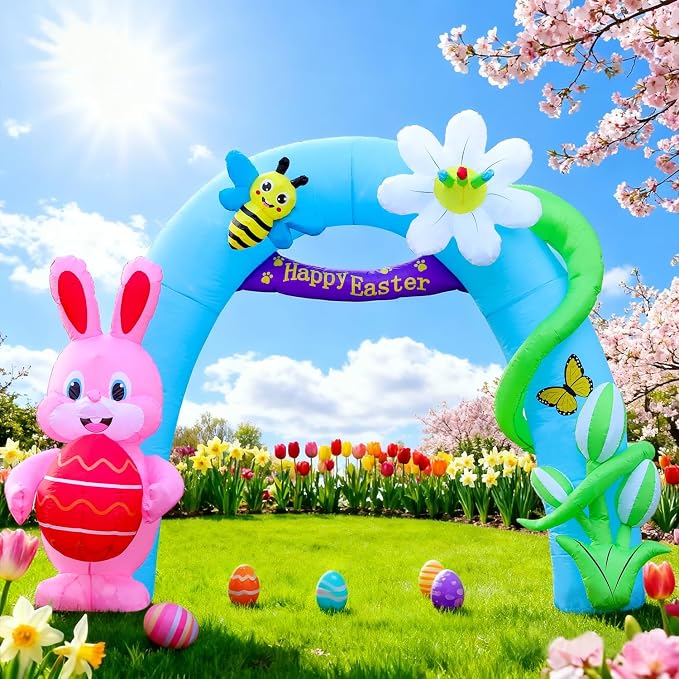 Domkom 12FT Long Huge Easter Inflatable Bunny Archway Outdoor Decorations - Image 3