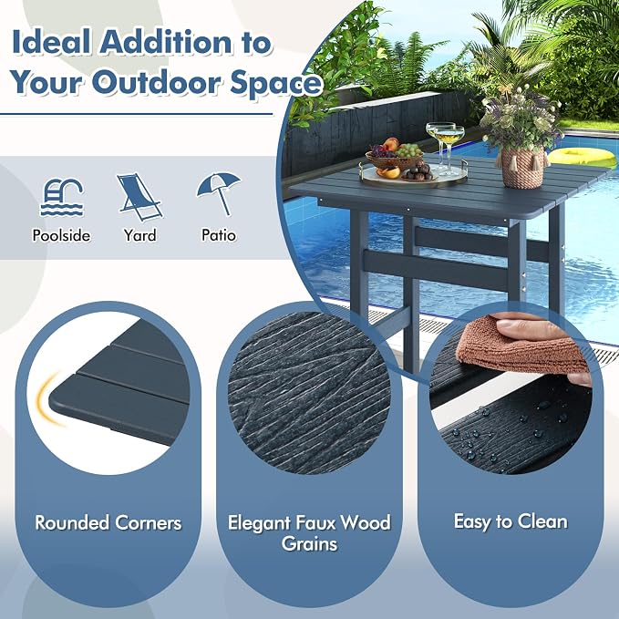 Giantex 42" Height Outdoor Tall Bar Table, HDPE Square Pub Tables - Image 8