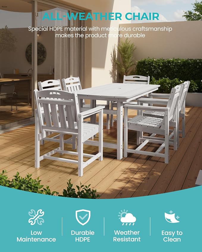 Outdoor Rectangle Dining Table, Heavy-Duty HDPE Table - Image 4