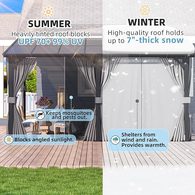 AECOJOY 14' x 8' Gazebo Outdoor Pergola, Hard Top Lean to 8x14 Gazebo - Image 2