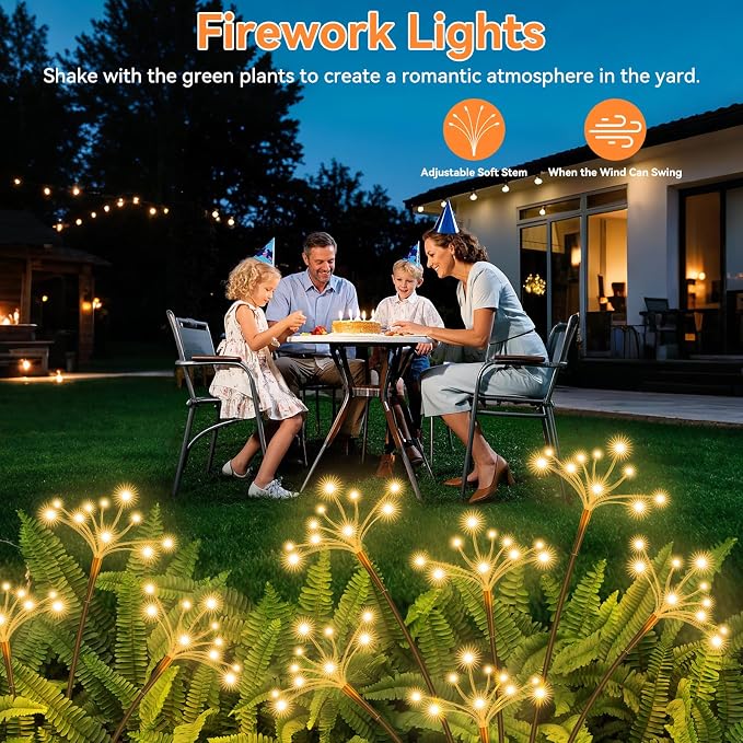 Solar Garden Lights 2 Pack Waterproof Solar Swaying Starburst Light Outdoor - Image 7