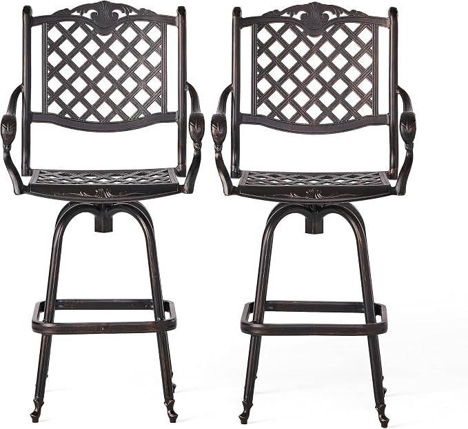 Christopher Knight Home Avon Outdoor Cast Aluminum Bar Stools, 2-Pcs Set by ChristopherKnightHome
