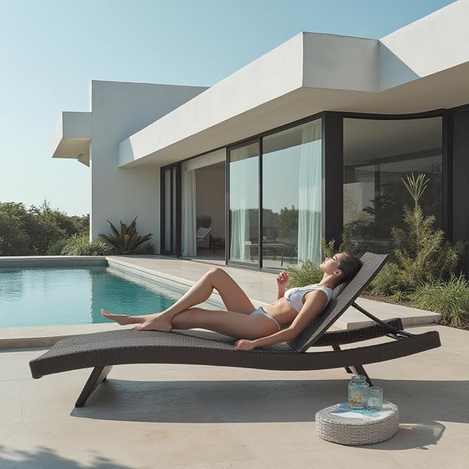 Nestl Chaise Lounge Chair Outdoor Set of 2, Wicker Patio Lounge Chair, Outdoor - Image 7