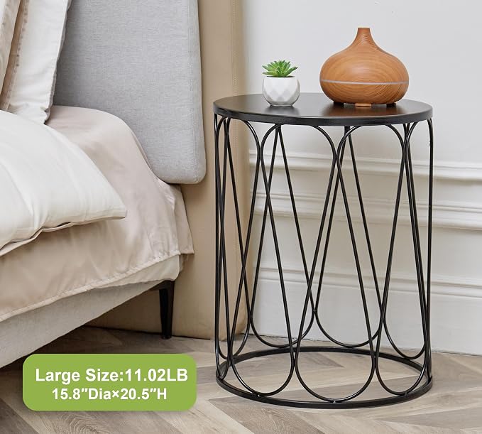HFHOME Set of 3 Metal Outdoor Side Table, Nesting Round Coffee Table - Image 3