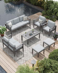 AECOJOY Aluminum Patio Furniture Set, 9 Seats Modern Outdoor Furniture by AECOJOY