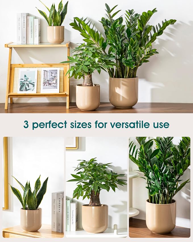 vancasso 6+8+10 inches Ceramic Plant Pots, Planters - Image 5