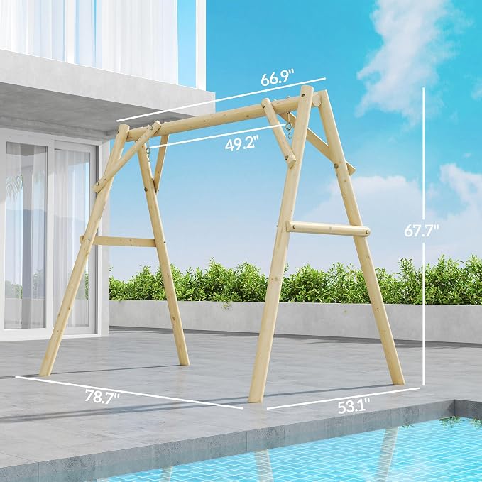 Outsunny 660 lbs Porch Swing Frame, Heavy Duty A-Frame Wooden Swing Stand - Image 7