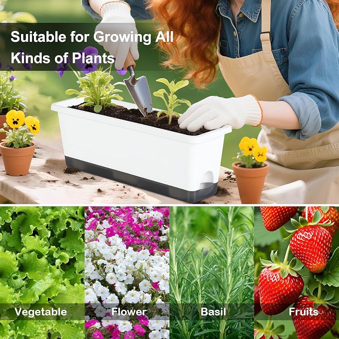 Window Box Planter 4 Packs, 17 Inches Rectangle Flower Pots - Image 6