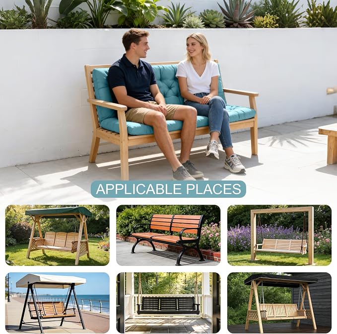 Porch Swing Cushions, Outdoor Swing Replacement Cushions 3 Seater - Image 6