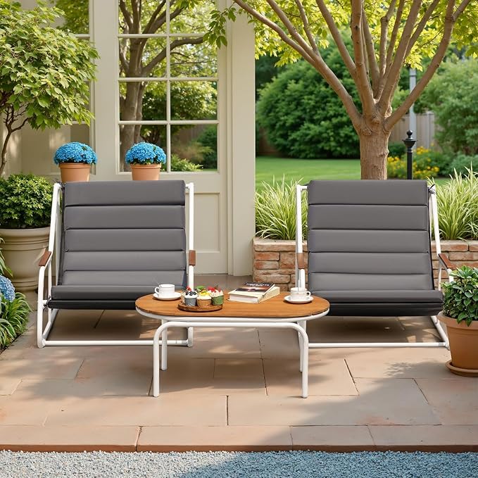 Devoko 3-Piece Patio Furniture Set 2 All-Weather Teslin Chaise Lounge Chairs - Image 7