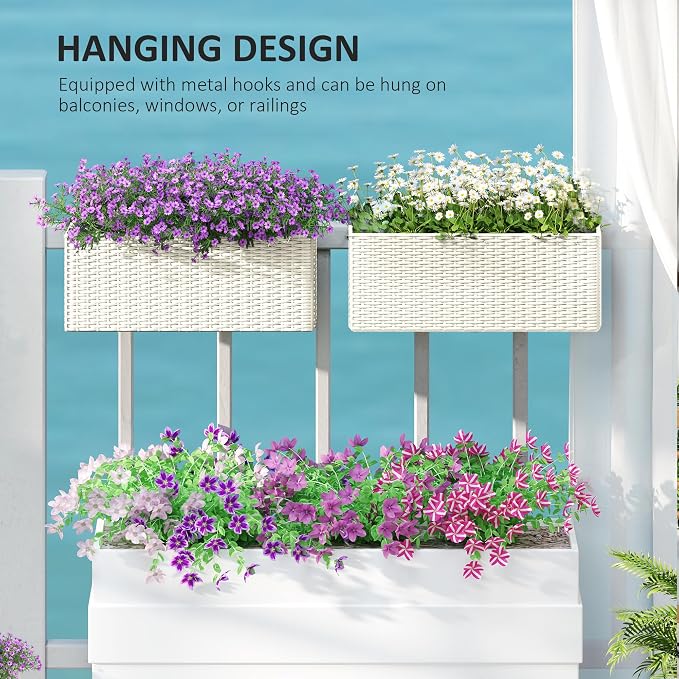 Outsunny Railing Planter Box, Hanging Flower Pots - Image 7