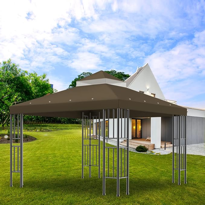 Sumfaller 10x10 FT Gazebo Replacement Canopy Top Cover Double Tiered Canopy Top - Image 7