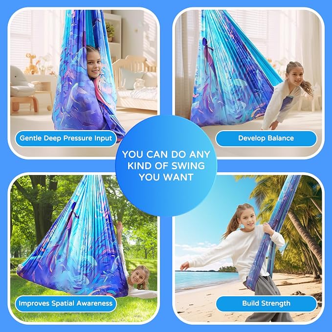 Sensory Swing for Kids and Adults Indoor & Outdoor Double Layer Therapy Cuddle - Image 3