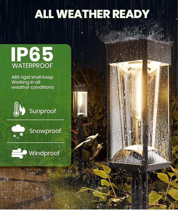Solar Pathway Lights 2-in-1 Warm&Cool, 8 Pack Bright Solar Lights Outdoor - Image 6