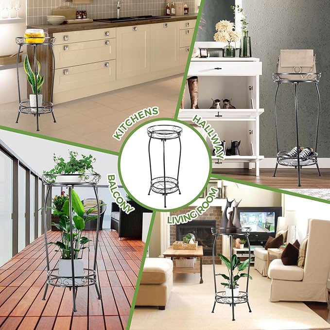 Plant Stand Indoor Outdoor 2 Tier 27" Tall Metal Potted Holder Rack Flower Pot - Image 5