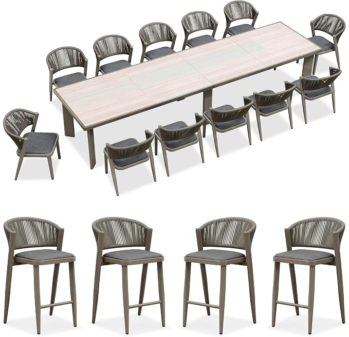 PURPLE LEAF 13-Piece Patio Dining Set Outdoor Furniture Rectangular Table and by PURPLELEAF