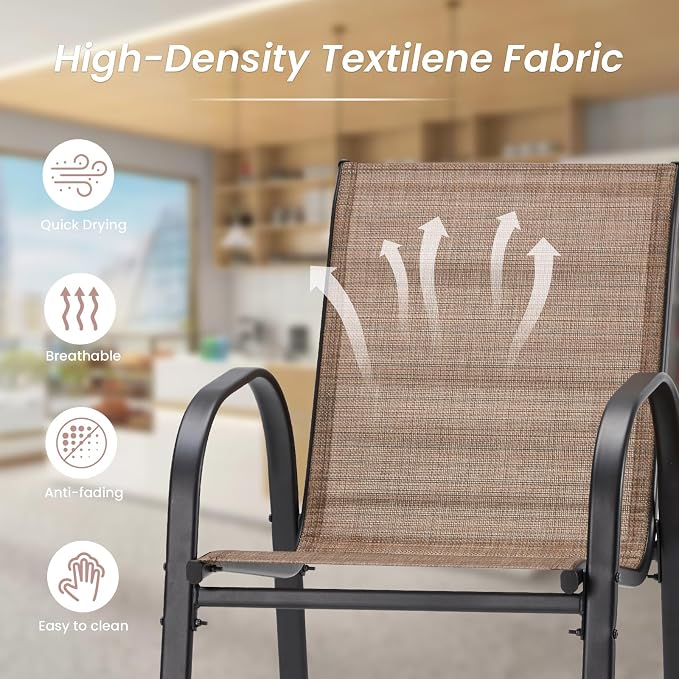 HOMREST Outdoor Bar Height Stools Set of 8, High Back Patio Chairs - Image 6