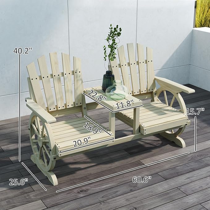 Outsunny Wooden Garden Bench - Image 3