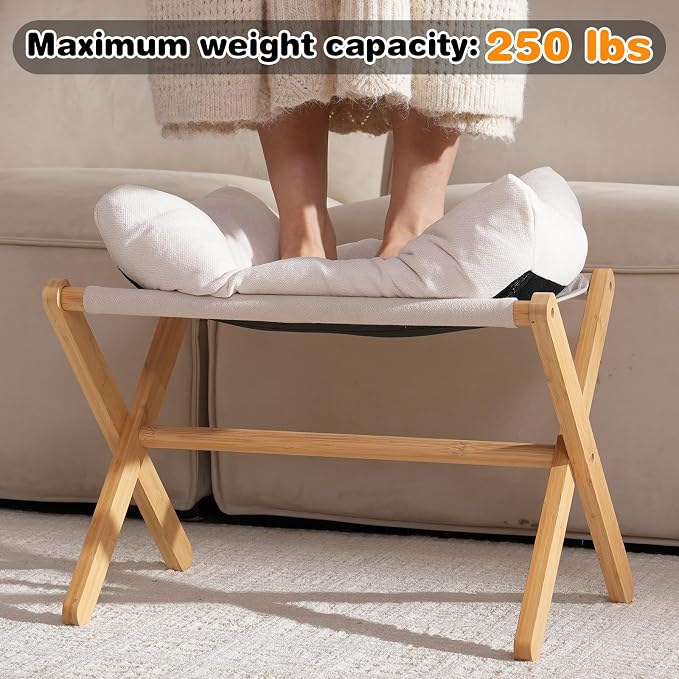 Ottoman Foot Rest- Bamboo Foldable Stool, Foot Stools Small Ottman - Image 6