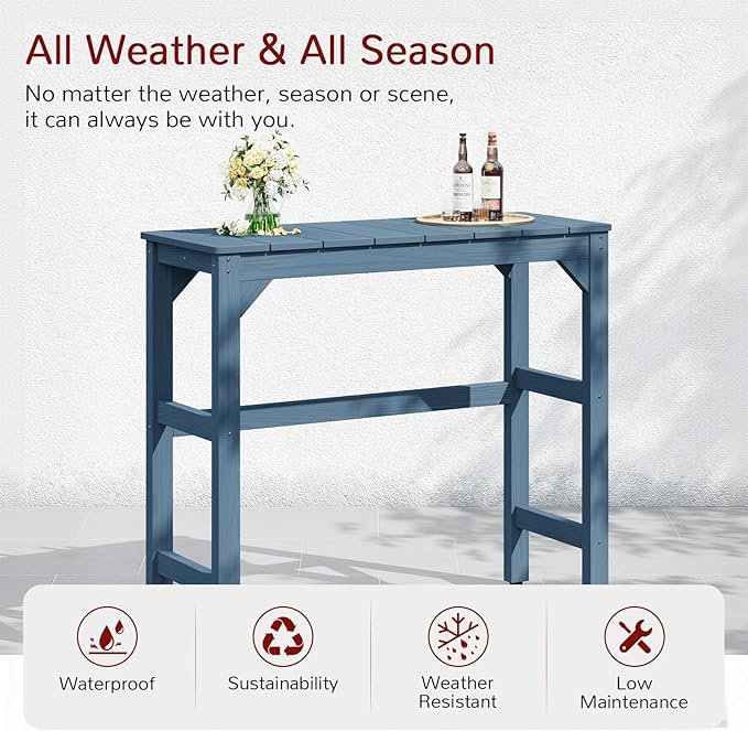 Stoog Patio Bar Table, All-Weather Outdoor Bar Height Table - Image 3