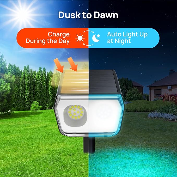 Consciot Solar Spot Lights Outdoor, 30 LED Waterproof Color Changing Solar - Image 8