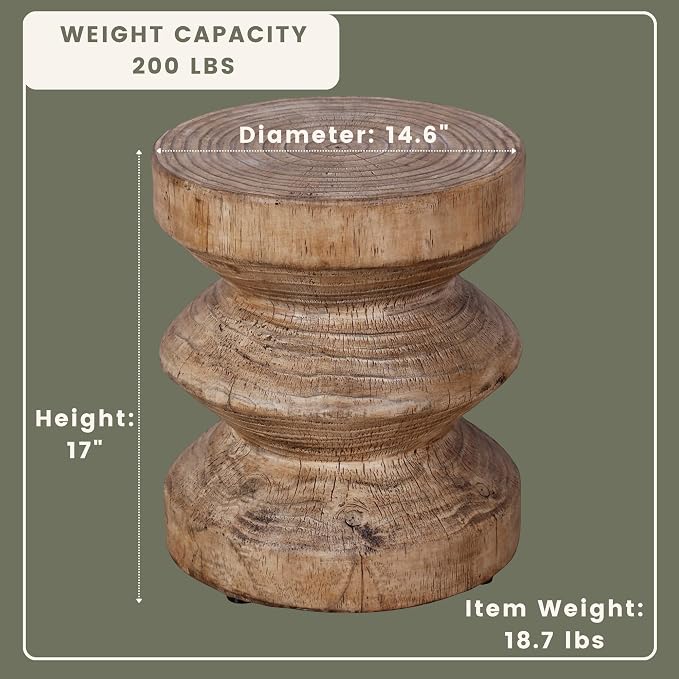 Afterglow Terrafab Material Outdoor Round Side Table, Natural Decorative Garden - Image 3