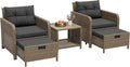 LHBcraft Outdoor Furniture 5 Piece Patio Conversation Set, PE Rattan Patio Set by LHBcraft-US