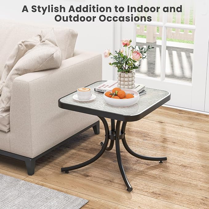 Tangkula Outdoor Side Table, 20 Inches Square End Table - Image 6