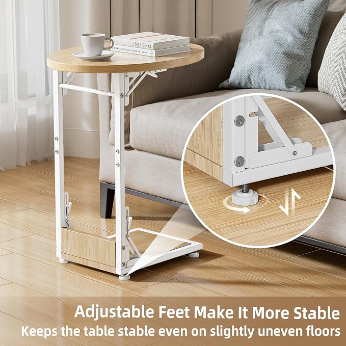 Elbourn Folding Side Table End Couch Tables, C-Shaped End Table - Image 8