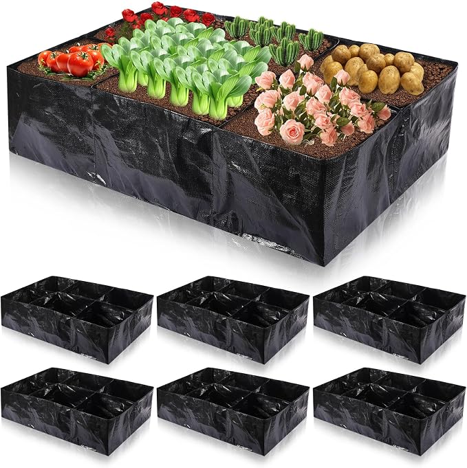 6 Pcs 35 Gallon Fabric Raised Garden Bed Breathable Planting Container Grow Bag by Woanger