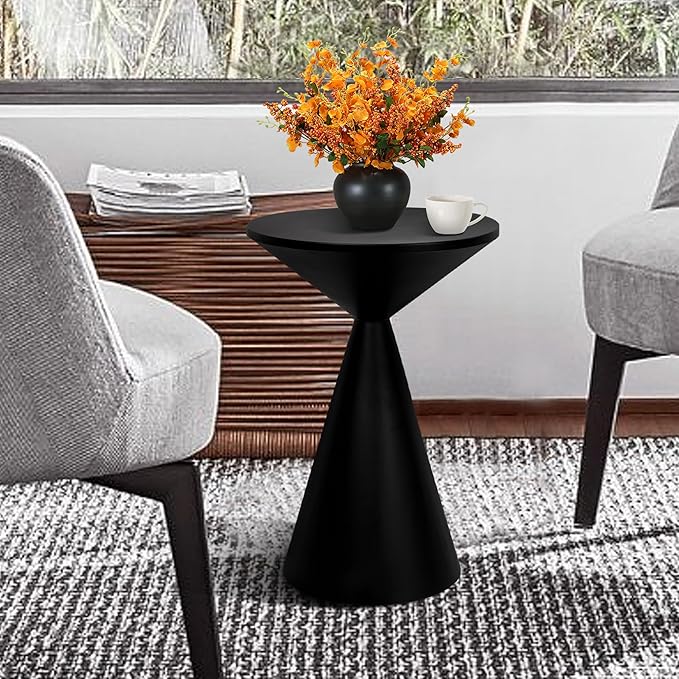 Small Drink Table, Round Martini Table, Drum End Table Side Table, Metal Accent - Image 5