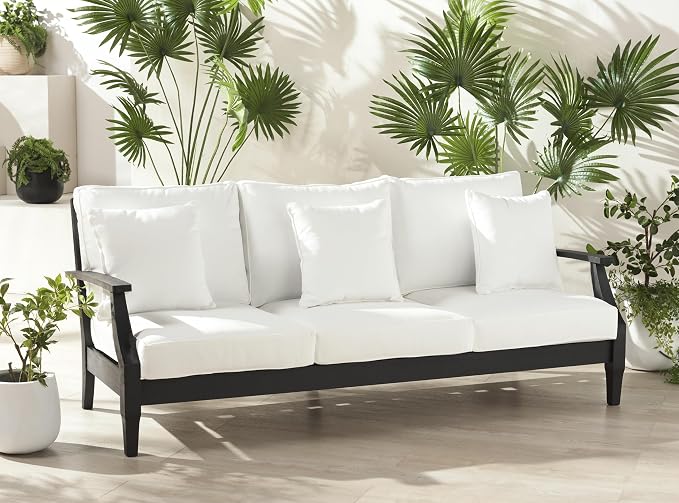 SAFAVIEH Couture Collection Martinique Black Solid Wood Indoor/Outdoor Patio - Image 2