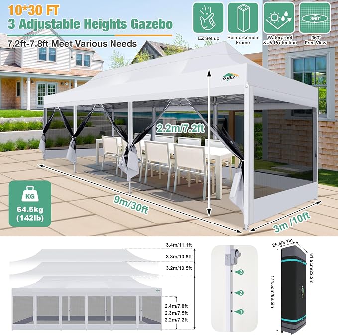 COBIZI 10x30 Canopy Tent, Heavy Duty Pop up Canopy - Image 3
