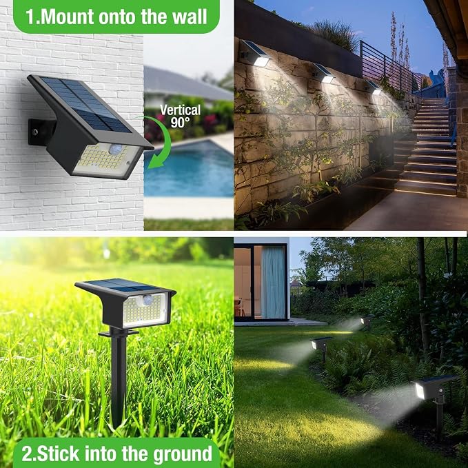 Nipify Solar Spot Lights Outdoor Motion Sensor, 3 Modes Solar Landscape - Image 4