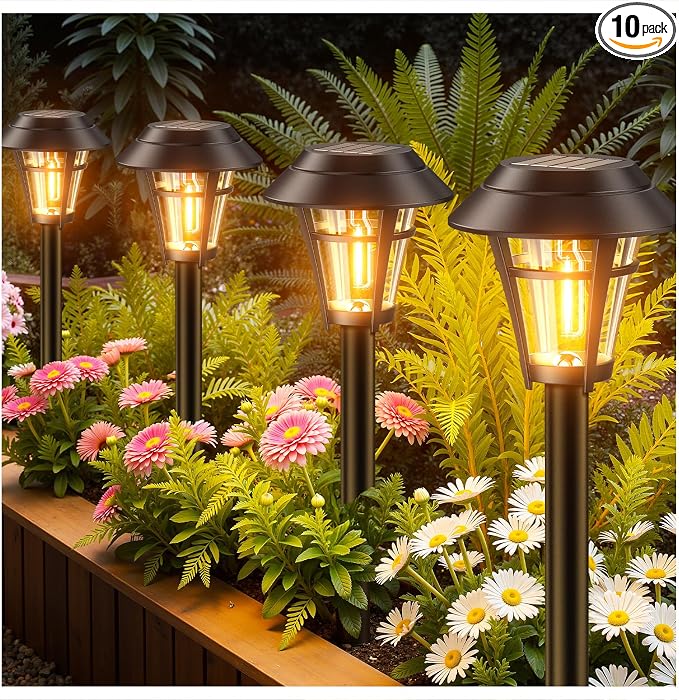LETMY Solar Pathway Lights Outdoor, 10 Pack Solar Lights Outdoor Waterproof by Letmy