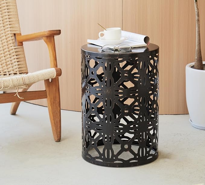 HFHOME Set of 3 Metal Outdoor Side Table, Nesting Round Coffee Table - Image 9